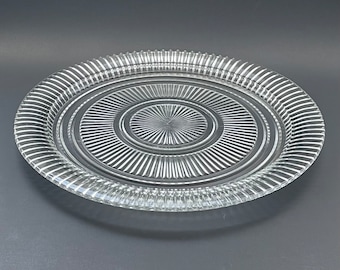 Vintage Glass Cake Plate: 12" Burst Pattern Dessert Display