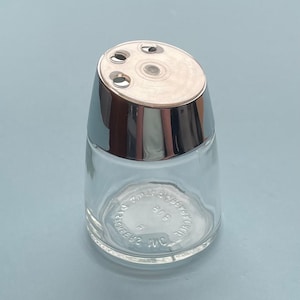 Vintage Glass Sugar Shaker with Stainless Steel Top and Cover Made in Santa Barbra California by Dispensers inc.