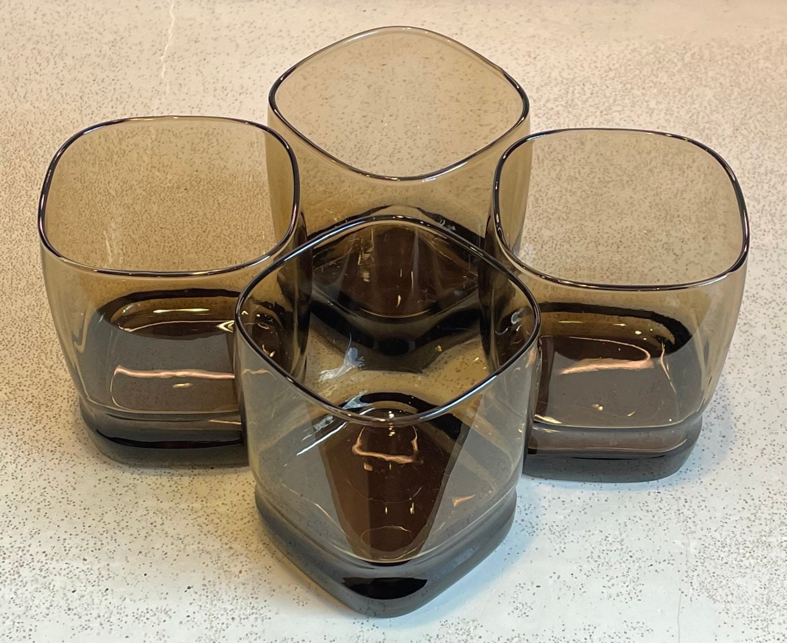 Set of 4 Square Bottom Sculptural Glasses – Sunbeam Vintage