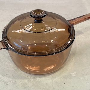 2.5 QT Vintage Pyrex Visions Pot and Lid 2.5 Liter Amber Brown Glass