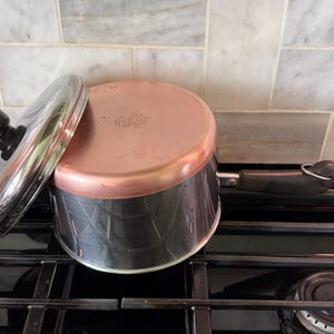 3 Quart Revere Ware Stock Pot Stainless Steel with Copper Bottom 1970's Era