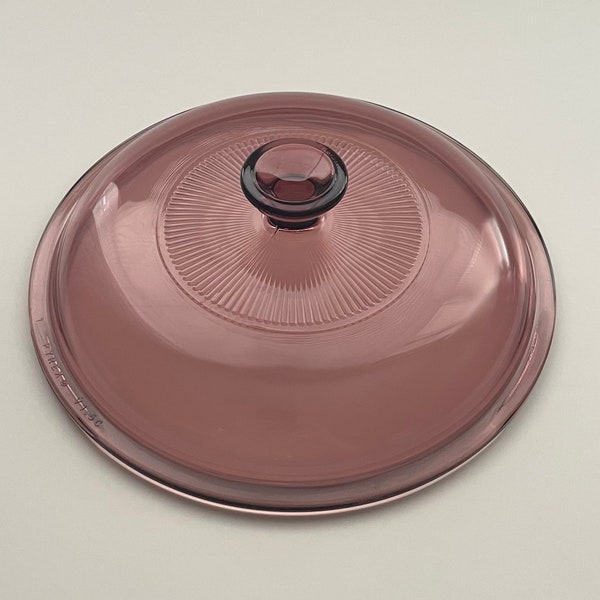 Replacement Cranberry Visions Lid V 1.5 C Fits 1 Qt Casserole V 31-B, Made by Pyrex/Corning 1990's