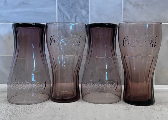 SET of 4 MCDONALD'S COCA COLA COKE PURPLE GLASS TUMBLERS 