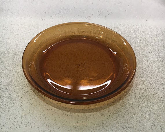 Vintage Fire King Pie Plate by Anchor Hocking Amber Glass 9 Inch