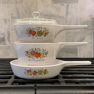 Vintage Corning Ware Spice of Life Menuettes Set: Skillet & Sauce