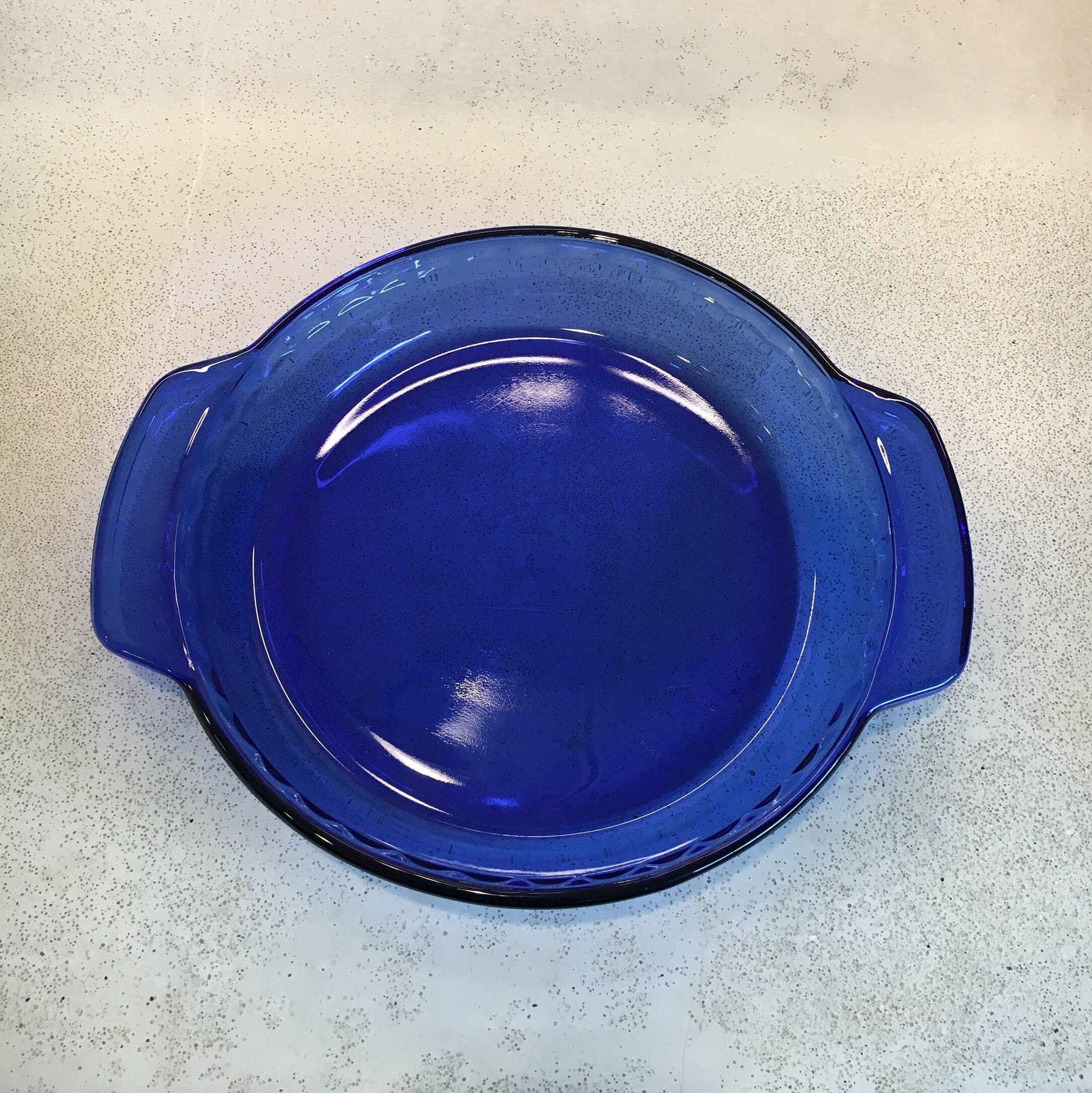 Vintage Cobalt Blue Anchor Hoking Fluted Glass Pie Plate Etsy