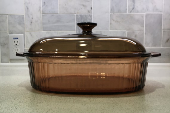 Vintage Visions by Corning Amber Roasting Pan With Lid Casserole Baking Dish 4 Quart With Handles Pyrex Amber Brown Glass Cook Ware Retro Etsy Canada