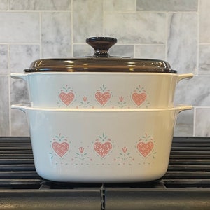 2 Qt and 3 Qt Vintage &quot;Forever Yours&quot; Corning Casserole Baking Dishes with lid - 3 Qt and 2 Qt Made in the USA by Corning in the 1980&#39;s