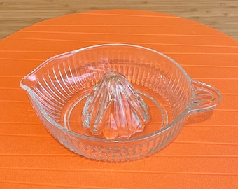 Vintage Ribbed Glass Citrus Juicer with Handle