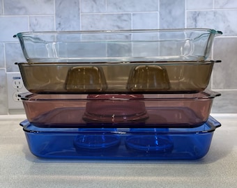 9 x 13 Pyrex 233 - a 3 Quart 9 x 13 Glass Casserole Baking Dish Choose From Cobalt Blue, Amber Brown, Cranberry or Clear Large 3 Qt Handled