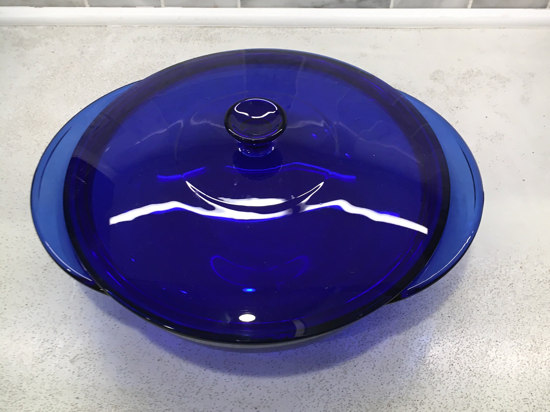 2 Qt Vintage Cobalt Blue Anchor Hocking Glass Casserole Dish Etsy