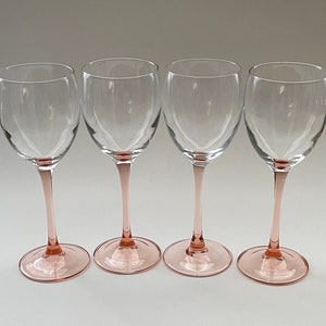 Set of 4 Luminarc Pink Stem Wine Glasses Cristal D'arques Durand 6 ...
