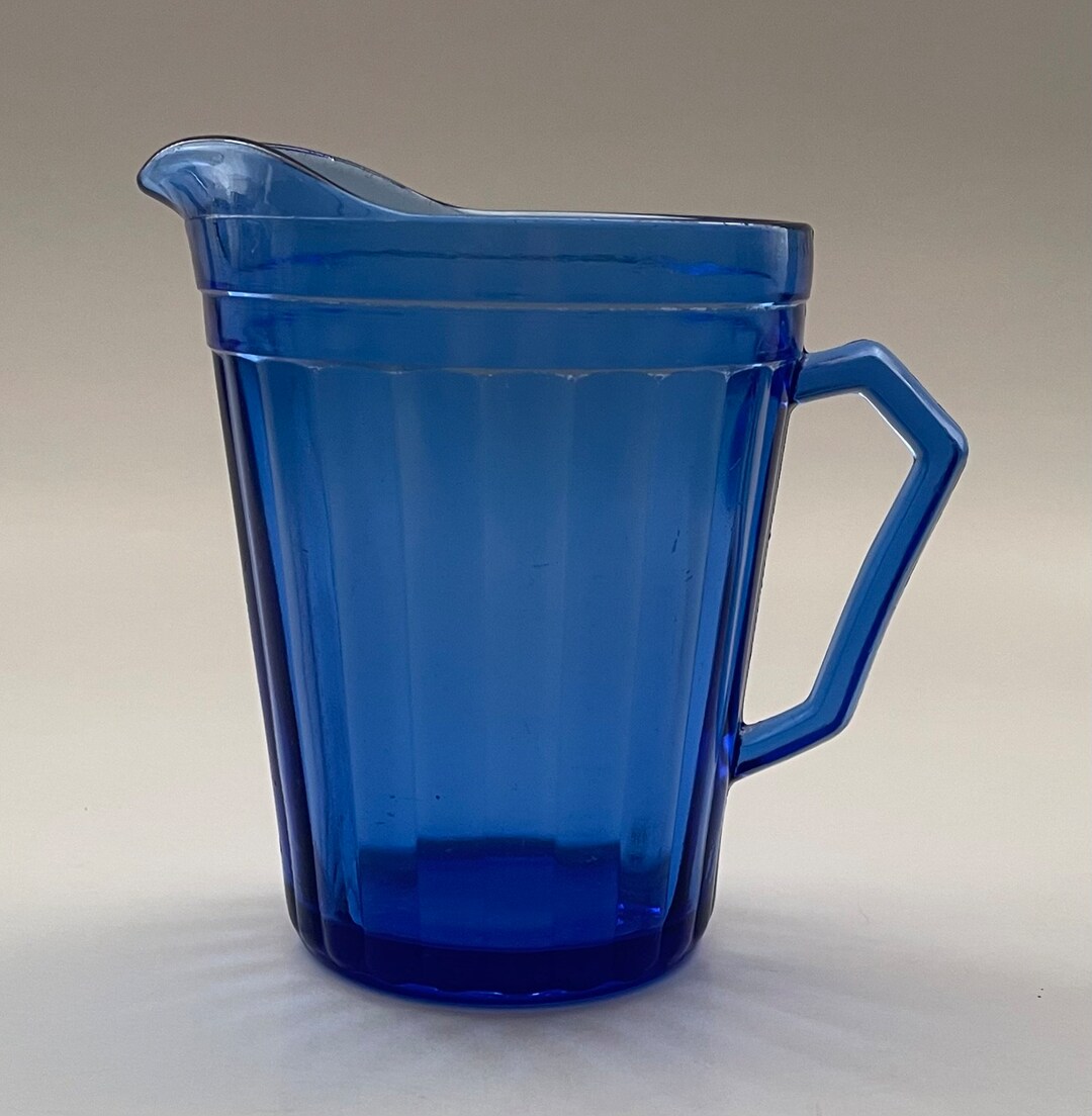 Rare Vintage Cobalt Blue Pyrex Mini Pitcher 4 1/2 Tall 8 Ounce Capacity