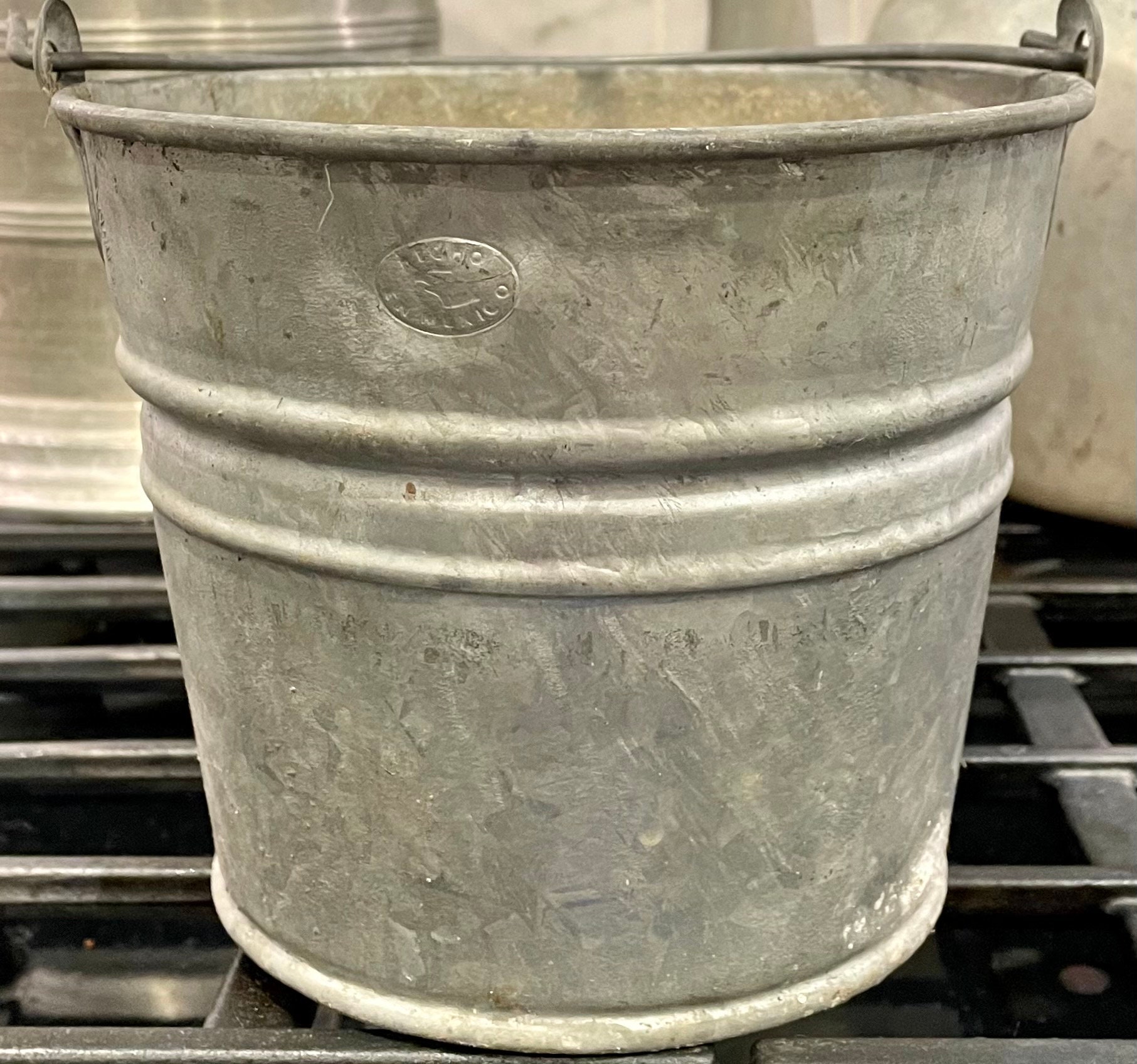 Vintage Galvanized Metal Ice Bucket with Unique Handle and Lid Etsy