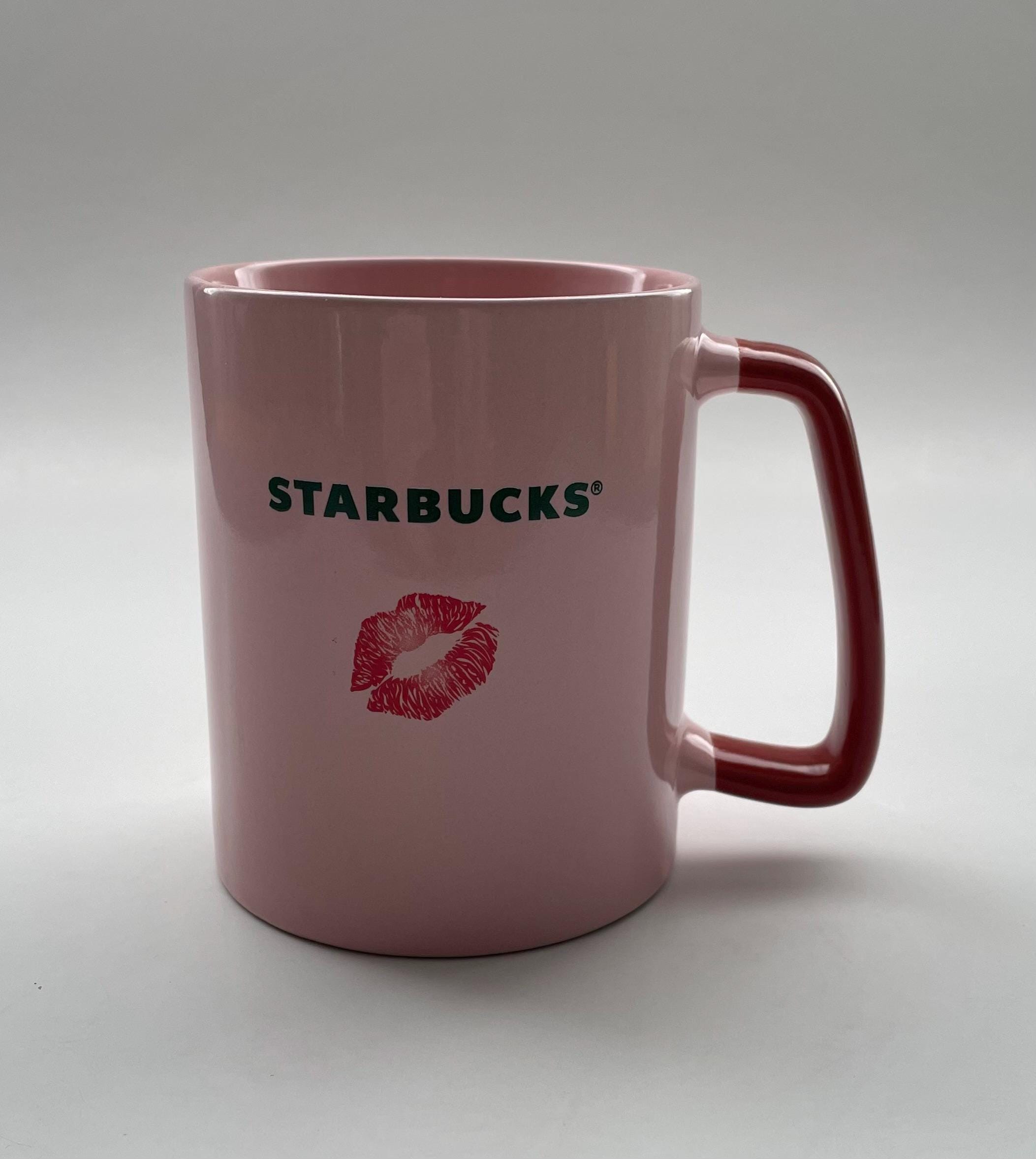 Vintage Starbucks Coffee Mug: Pink & Red Lips, 10 Oz