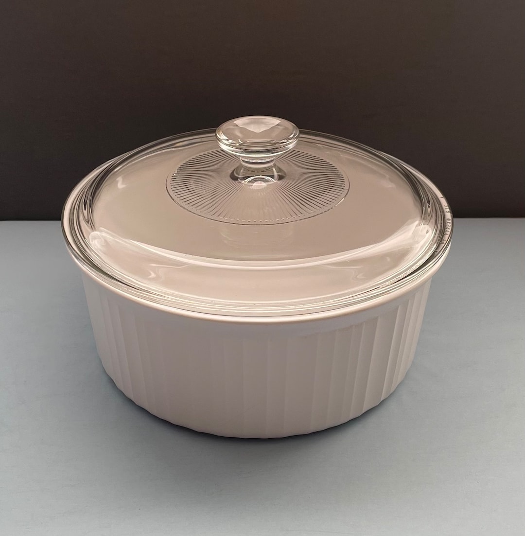 Vintage Corning Ware French White Souffle / Round Casserole Baking Dish ...