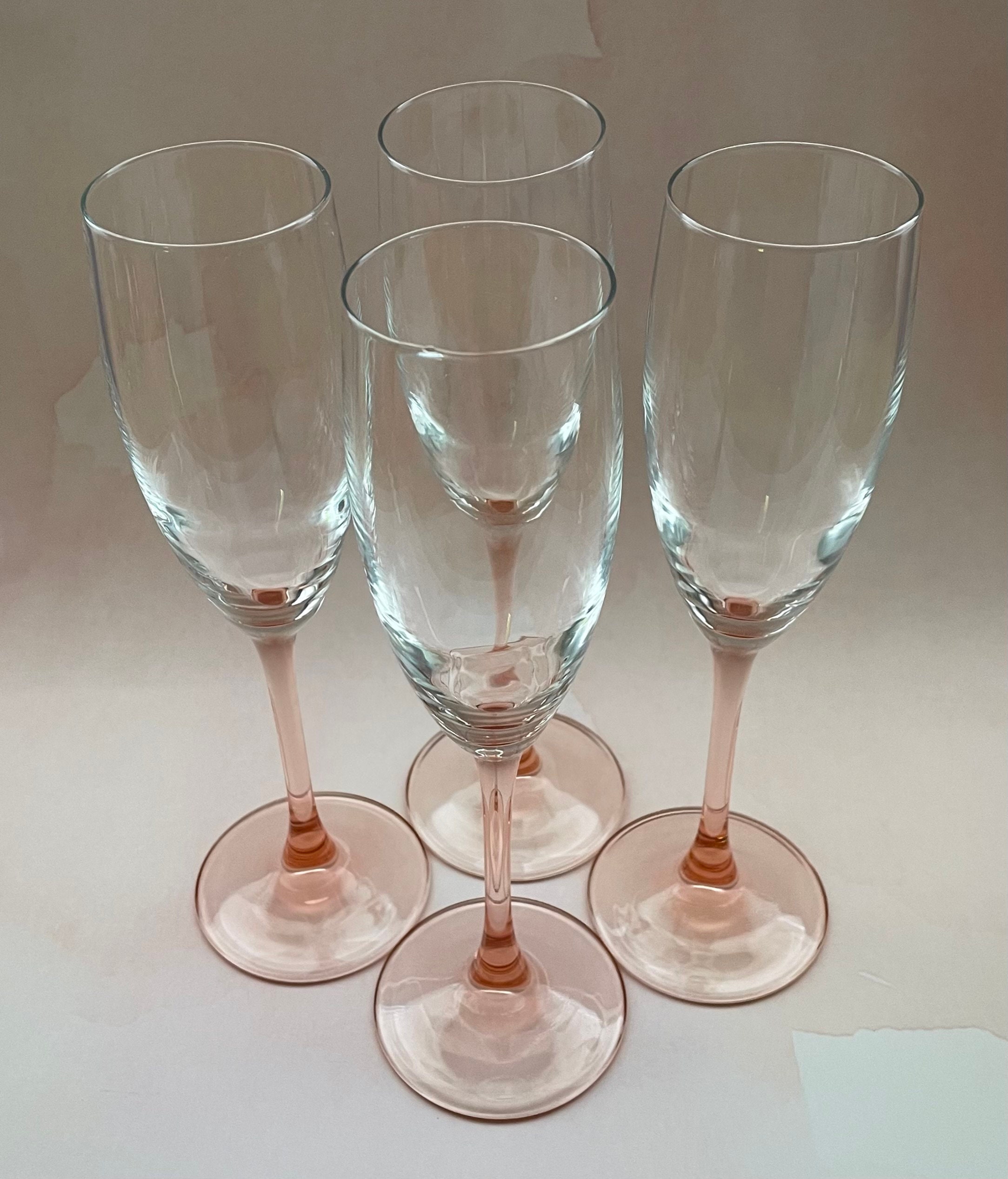 Set of 4 Luminarc France Pink Stem Champagne Flutes Made in - Etsy