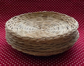 6 Vintage Wicker Paper Plate Holders 9 1/2" - Set of Six