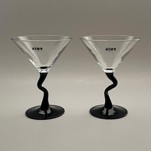 Set of 2 Fris vodka Z Stem Martini Glasses 6 ounce Martini - Vintage Barware Gift for Mom