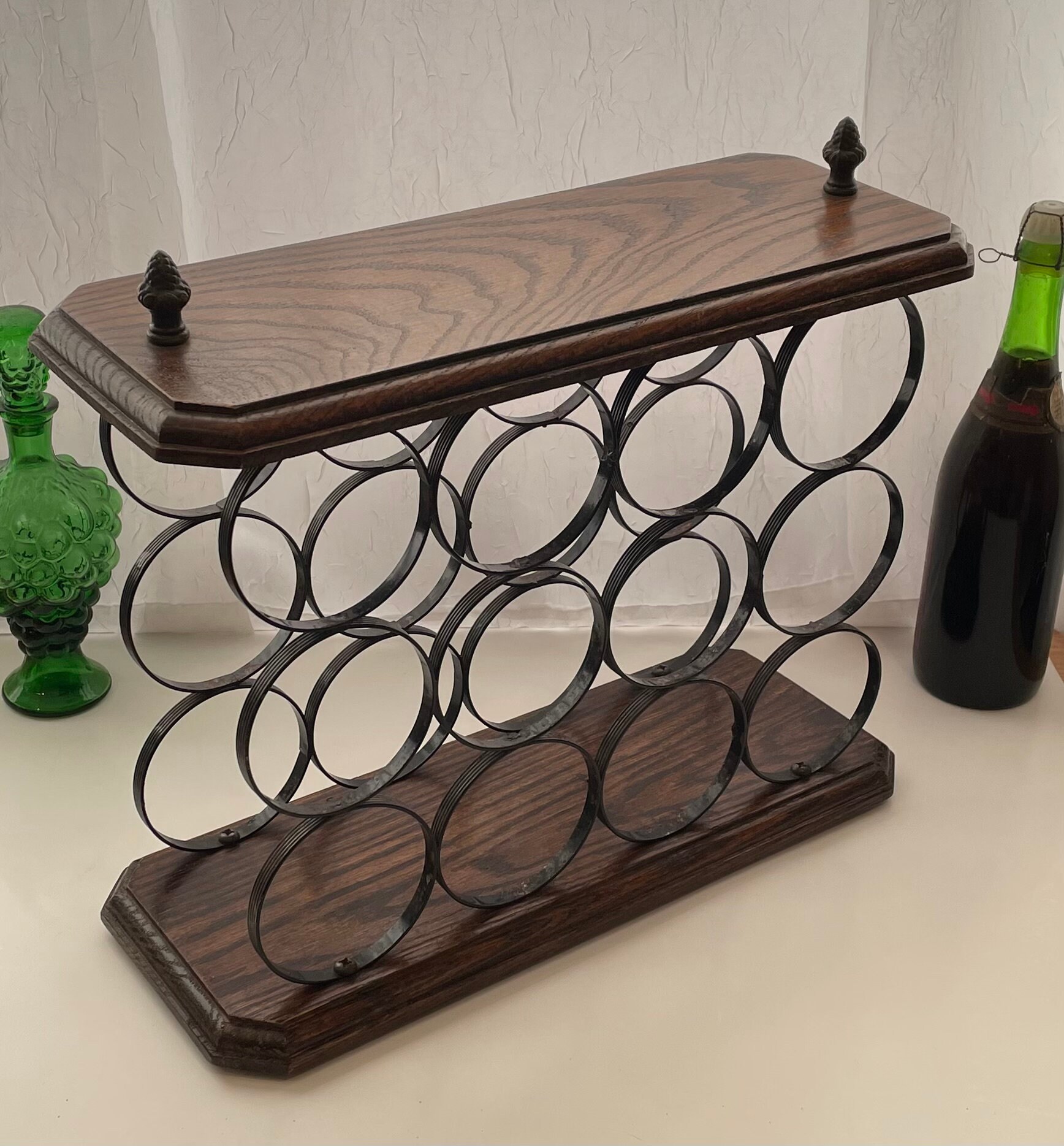 Vintage Wood Counter Top Wine Rack Wood Top and Base Holds Etsy