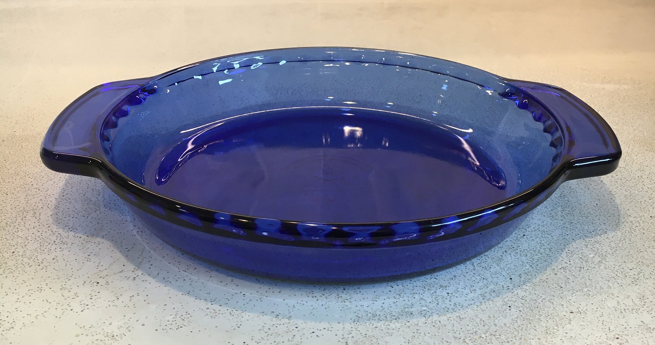 Vintage Cobalt Blue Anchor Hoking Fluted Glass Pie Plate Etsy