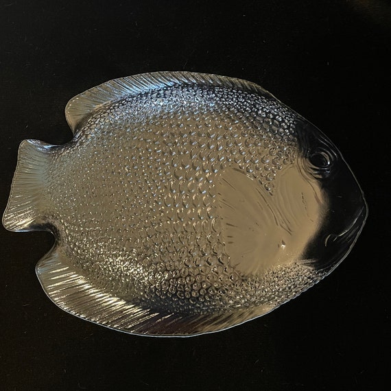 Set Of 4 Arcoroc France Clear Glass Fish Plates Vintage Glass Etsy Schweiz