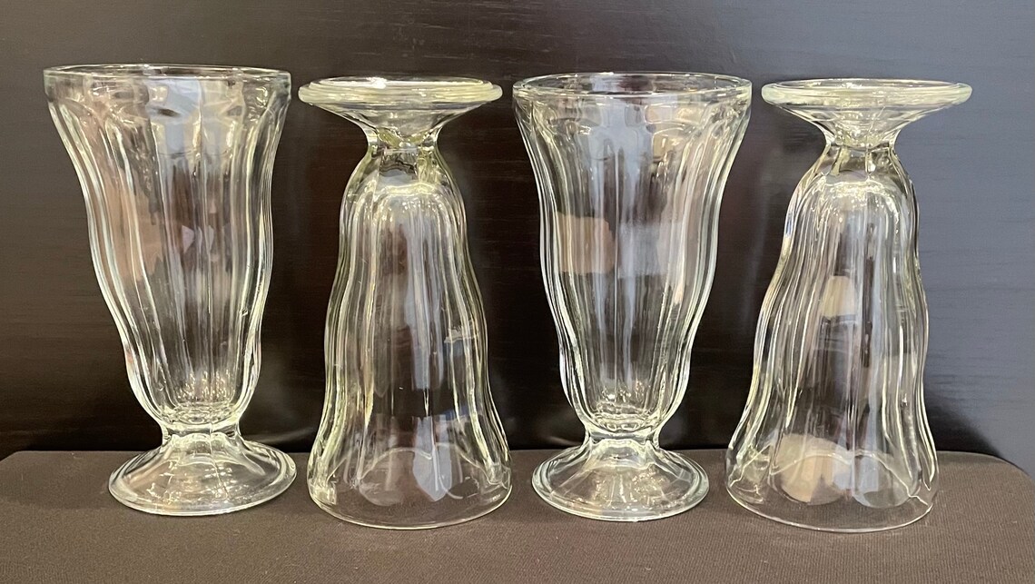 Sets of 4 Vintage Soda Fountain Glasses 12 oz Make Ice Cream Etsy