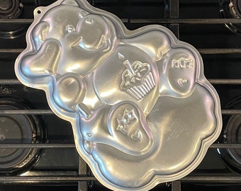 Wilton Cake Baking Pan Care Bear Birthday 14 1/2" x 10 1/2 " x 2"  Aluminum Cake Pan Care Bear Themed Birthday Cake Supply 1980's