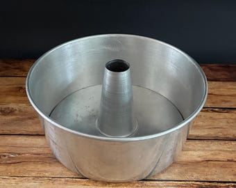 Vintage Angel Food Cake Pan Aluminum - 10" 2 Piece TubeCake Baking Pan