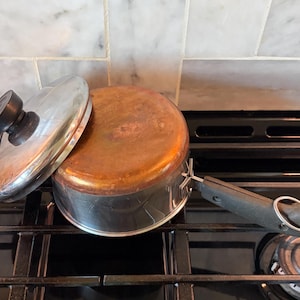 1 Quart Revere Ware Pot Stainless Steel Copper Bottom Sauce Pan - Riverside 1960's