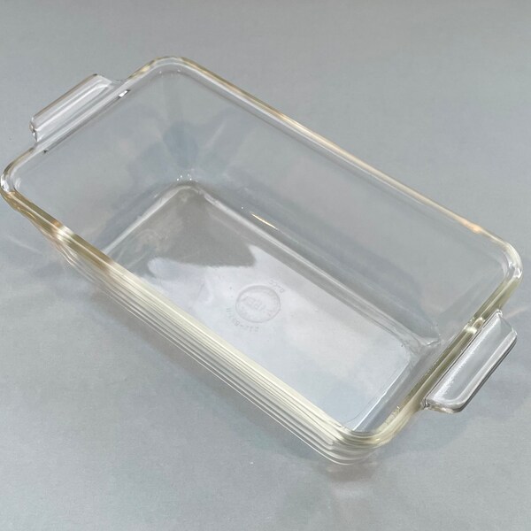 Antique Pyrex Loaf Pan with Small Handles Vintage Clear Glass Pyrex 212-593-B Bread Loaf Pan C-GG -  8."5 x 4.5" x 2.75"  Made in USA