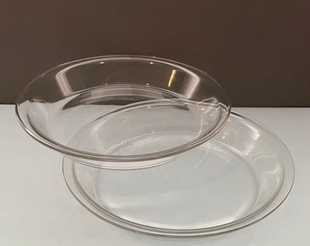 Set of 2 Pyrex Deep Dish Pie Plates 10" (11" outside)  x 1 3/4" Deep - Pyrex  210 Flat Rim Clear Glass High Sided Baking Dish Made in USA