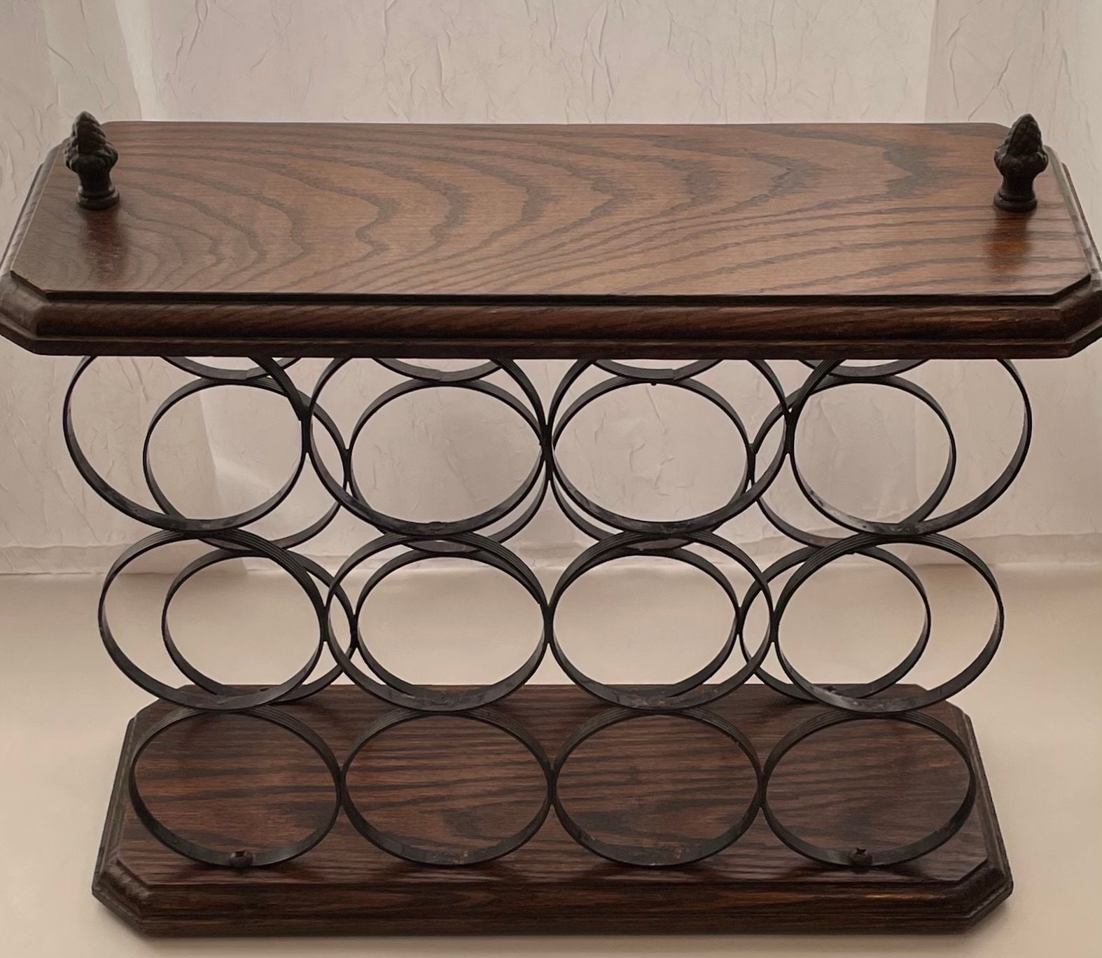 Vintage Wood Counter Top Wine Rack Wood Top and Base Holds Etsy