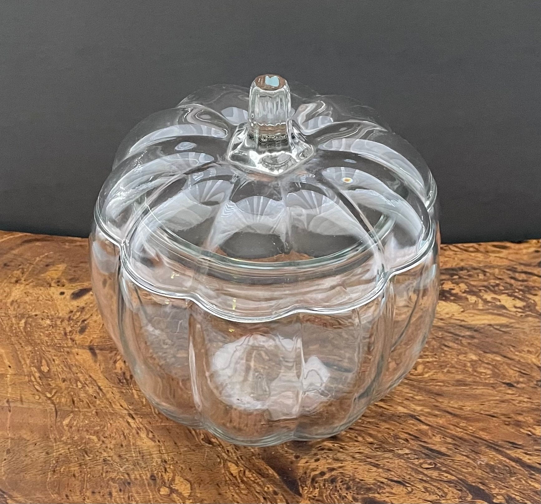 Holiday Home Glass Clear Pumpkin Candy/Cookie Jar, 6.25 in - Kroger