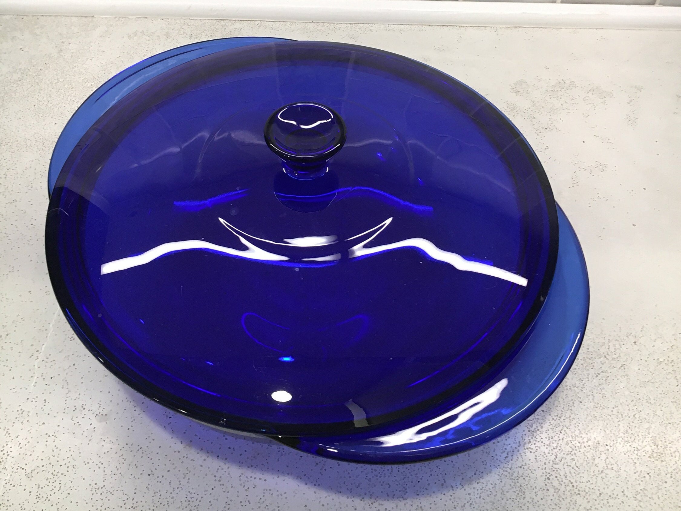 2 Qt Vintage Cobalt Blue Anchor Hocking Glass Casserole Dish Etsy