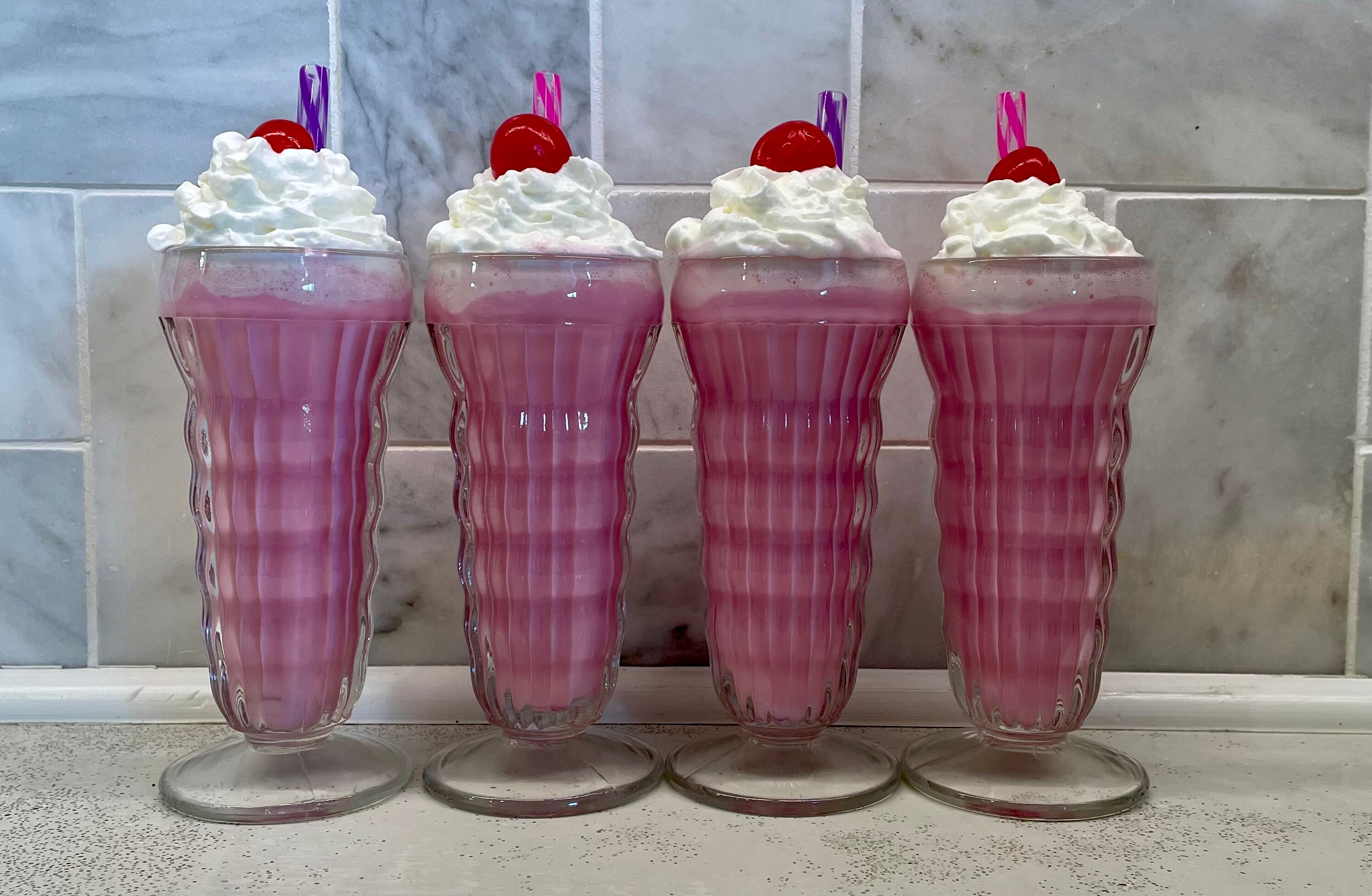 Sets of 4 Vintage Soda Fountain Glasses 8 oz Milkshake Ice Etsy