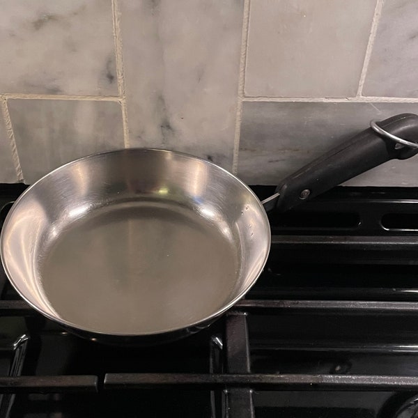 6" Revere Ware Stainless Steel Skillet Copper Bottom Made in the USA in Clinton Illinois - 1960's - 1970's Era Revere Ware Double Ring