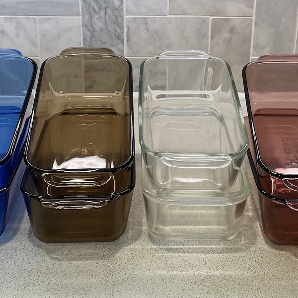 Vintage Pyrex Glass Loaf Pan / Glass Bread Baking Dish Choose From Cobalt Blue, Amber Brown, Cranberry or Clear Glass 1.5 Qt Pyrex 213