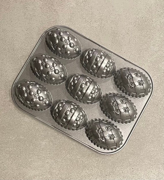 Nordic Ware Easter Egg Muffin Pan Easter Egg Cake Pan Heavy Cast Aluminum  Baking Pan Made in the USA Easter Bunny Cake Decorating Supply 