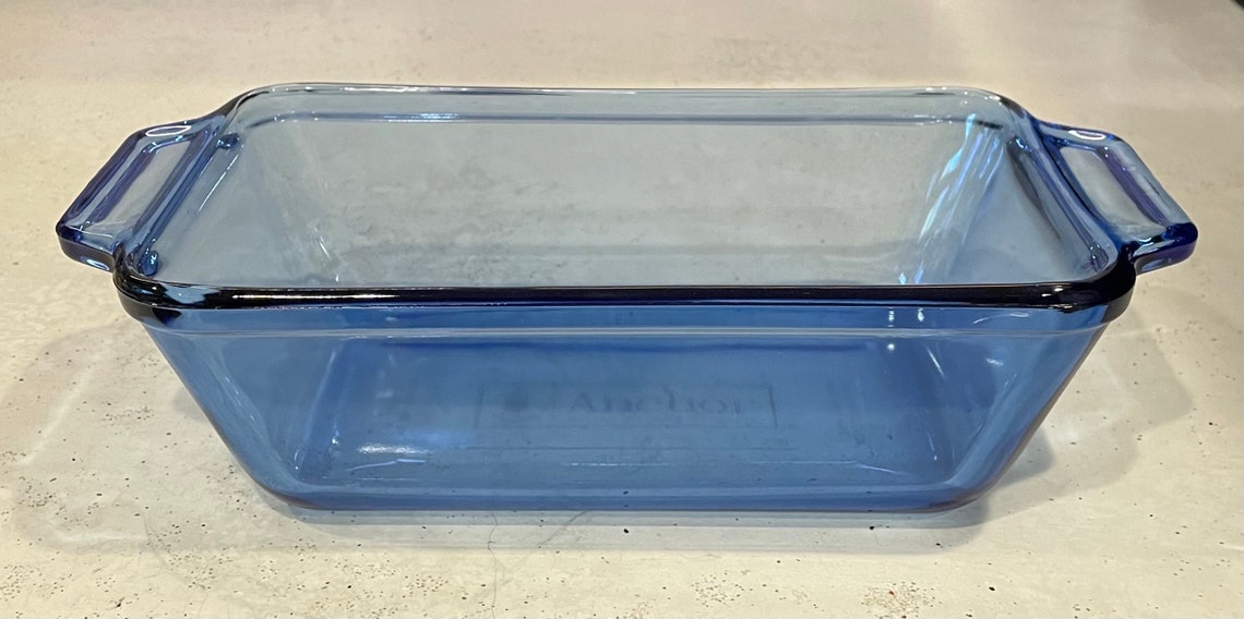 Blue Vintage Anchor Hocking Blue Glass Loaf Pan / Glass Bread Etsy