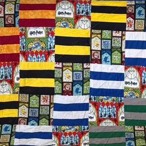 Vintage Harry Potter Quilt: Large Handmade Hogwarts Blanket