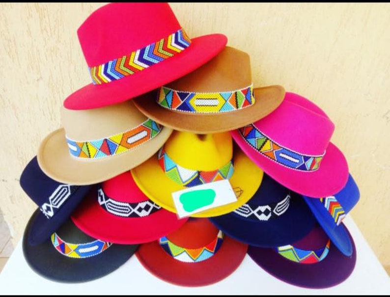 Beaded Fedora Hat Lot of 5 hats 5 Beaded Fedora Hats Handmade Fedora Hat Handmade Hats