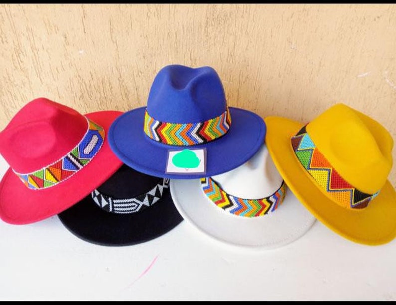 Beaded Fedora Hat Lot of 5 hats 5 Beaded Fedora Hats Handmade Fedora Hat Handmade Hats