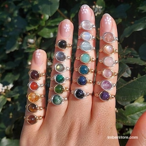 Wire Wrapped Gemstone Rings, Free Shipping