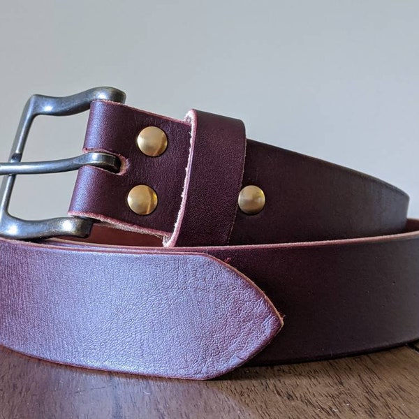 Mens Vintage Full Grain Leather Belt. Custom Made to Fit. Small Medium Large XL. Genuine Rustic Look.