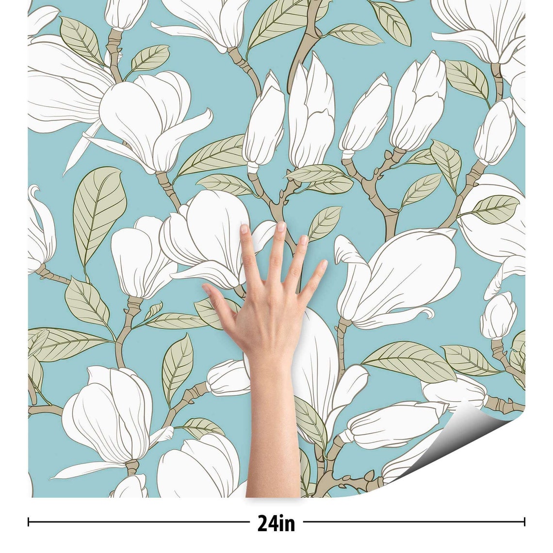 Blue Flower Peel and Stick Removable Wallpaper 5013 Etsy