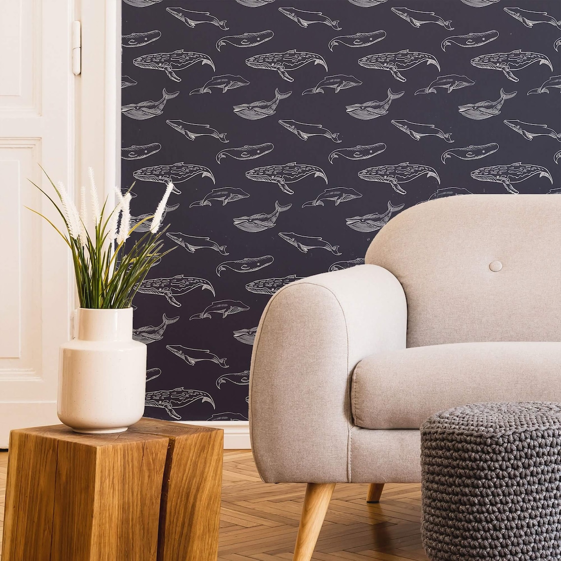 Blue fish Peel and Stick Removable Wallpaper 1597 | Etsy