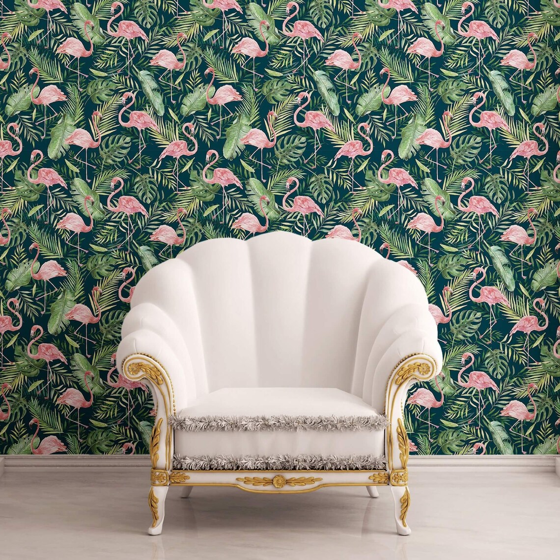 Green birds Peel and Stick Removable Wallpaper 4716 | Etsy