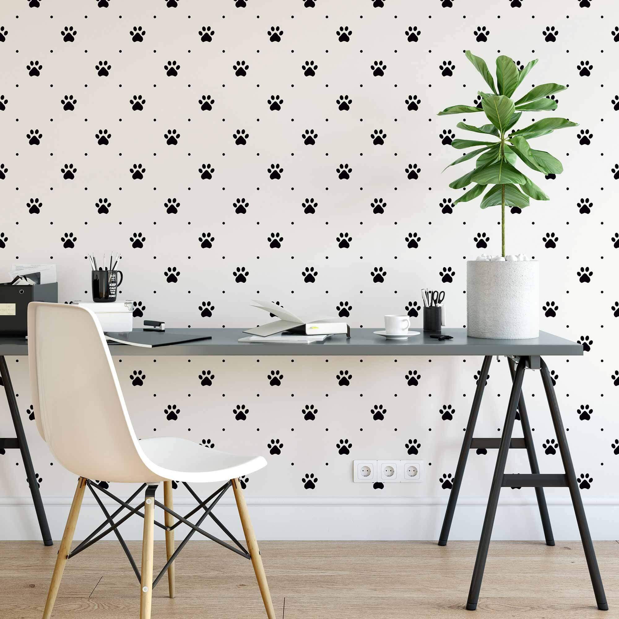 Black and White Dog Peel and Stick Removable Wallpaper 3301 | Etsy