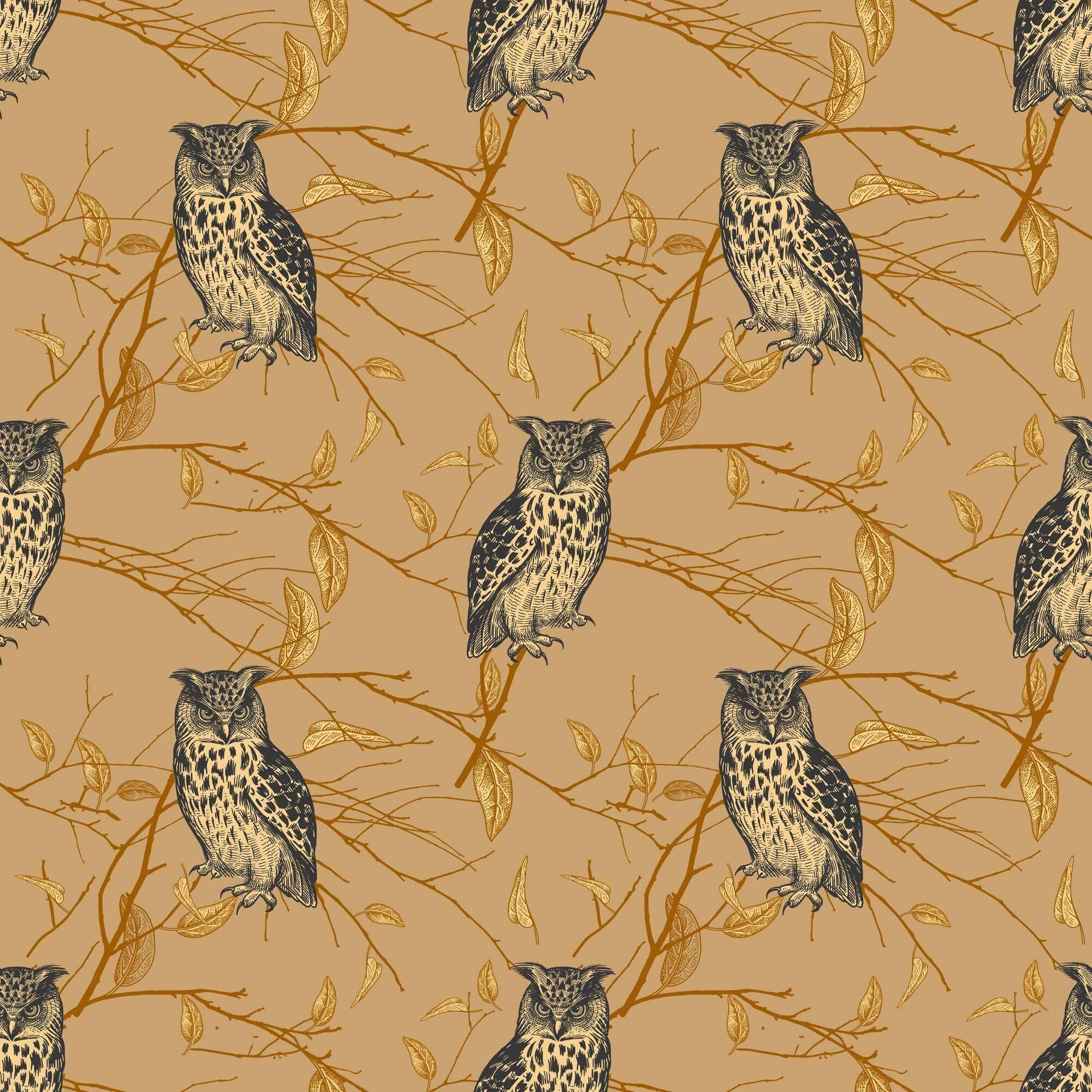 Brown owl Peel and Stick Removable Wallpaper 7368 Etsy